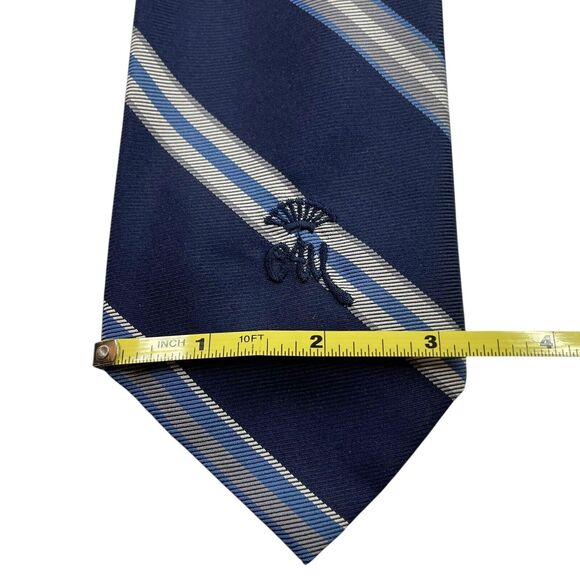 Vintage WOOLF BROTHERS COUNTESS MARA Tie Navy Blue Light Blue and Gray, Preowned - Picture 6 of 7